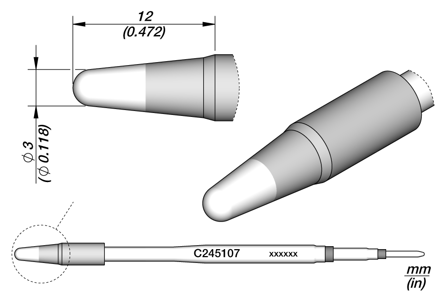 C245107 - Conical Cartridge Ø 3 HT